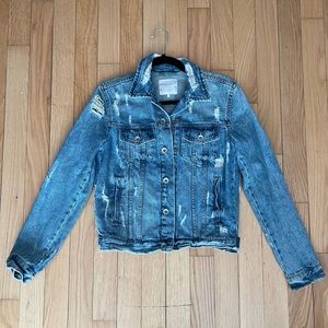 Zara blue distressed denim Jean Jacket